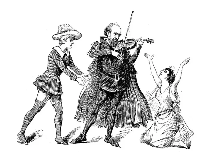 Framed Print : British London satire caricatures comics cartoon illustrations: Violinist