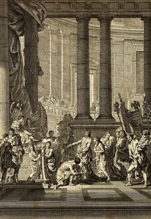 Framed Print : British Party Bowing to Emperor of Rome Framed Print : British Party Bowing to Emperor of Rome