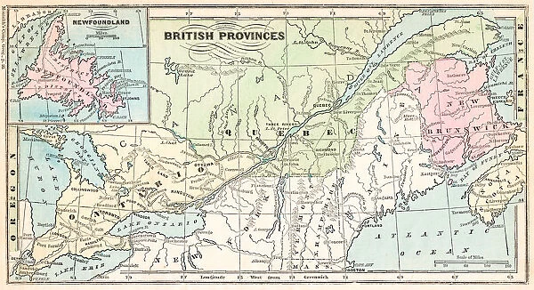 British provinces Canada map 1875