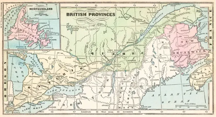Framed Print : British provinces Canada map 1875 Framed Print : British provinces Canada map 1875