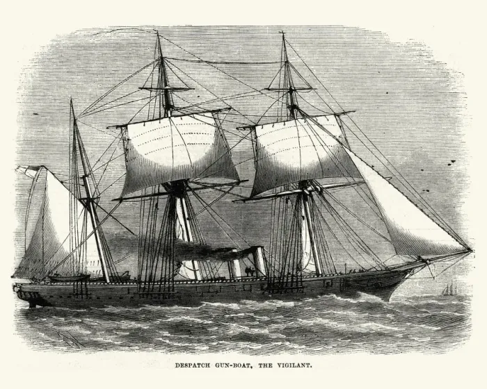 Framed Print : British Royal Navy Warship, HMS Vigilant (1871) Framed Print : British Royal Navy Warship, HMS Vigilant (1871)