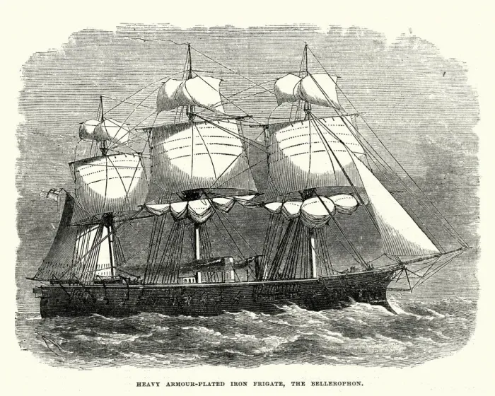 Framed Print : British Royal Navy Warships - HMS Bellerophon (1865) Framed Print : British Royal Navy Warships - HMS Bellerophon (1865)