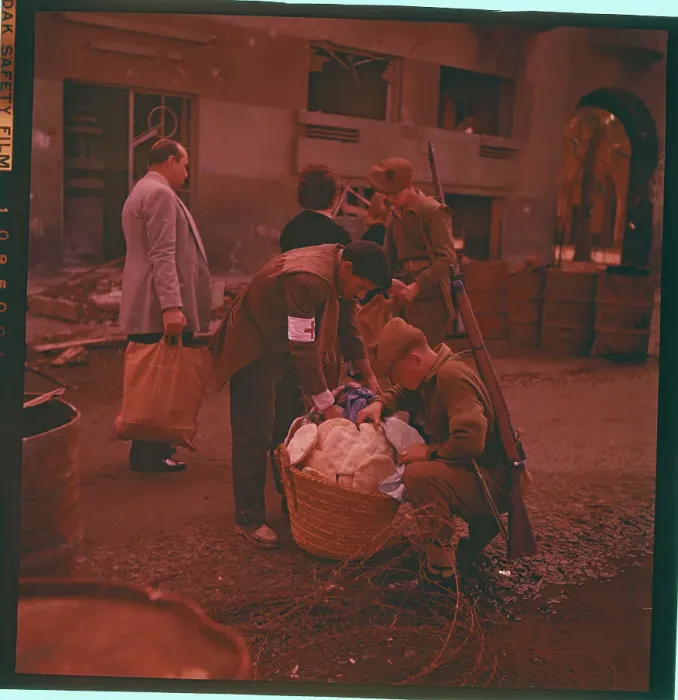 Framed Print : British Sentry Searching Through Basket of Bread Framed Print : British Sentry Searching Through Basket of Bread