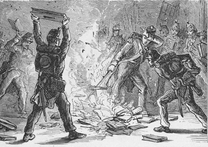 Framed Print : British Soldiers Burning Books In Library Of Congress Framed Print : British Soldiers Burning Books In Library Of Congress
