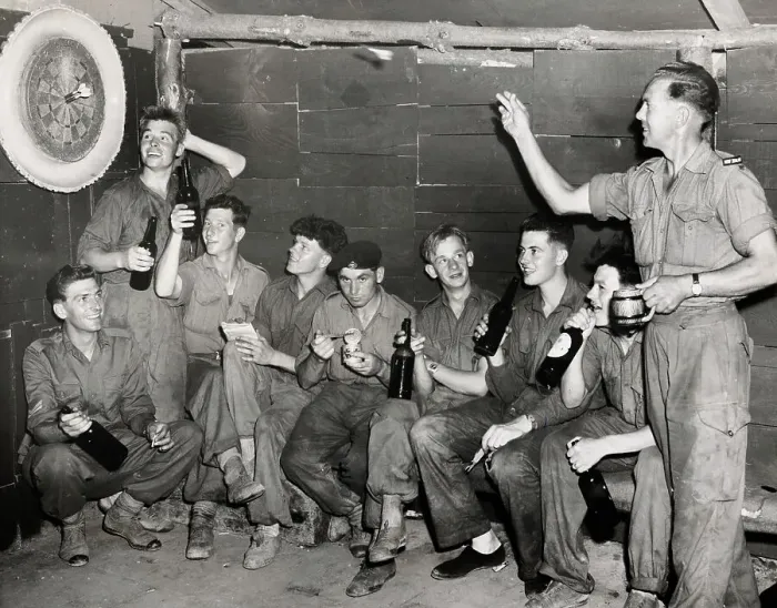 Framed Print : British Soldiers Celebrating Korean Armistice Framed Print : British Soldiers Celebrating Korean Armistice