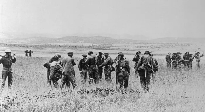 Framed Print : British Soldiers Surrendering to German Troops Framed Print : British Soldiers Surrendering to German Troops