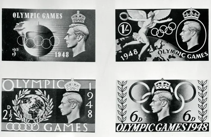 Framed Print : Four British Stamps Commemorating Olympic Games