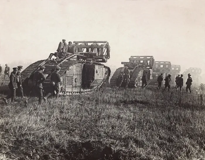 Framed Print : British Tanks Advancing During World War I