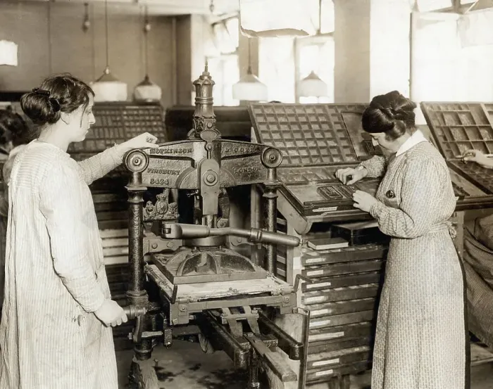 Framed Print : British Women Setting Type Framed Print : British Women Setting Type