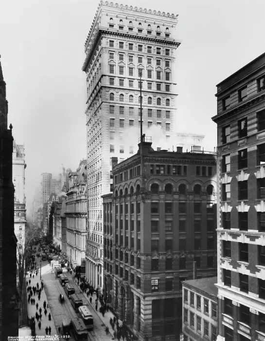 Framed Print : Broadway looking north from Wall Street, US, circa 1898 Framed Print : Broadway looking north from Wall Street, US, circa 1898