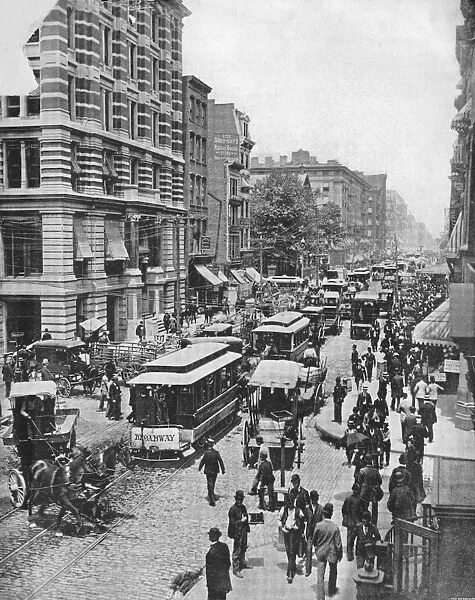 Broadway View. A view down Broadway, New York City, circa 1900