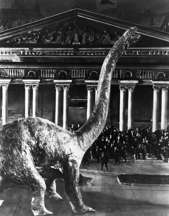 Framed Print : Brontosaurus Menacing Londoners Framed Print : Brontosaurus Menacing Londoners