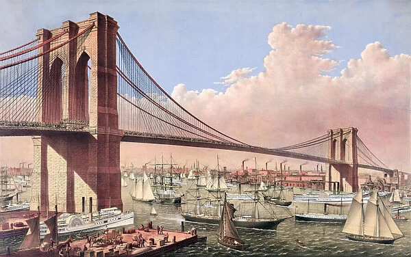 The Brooklyn Bridge. This vintage illustration by Parsons & Atwater features