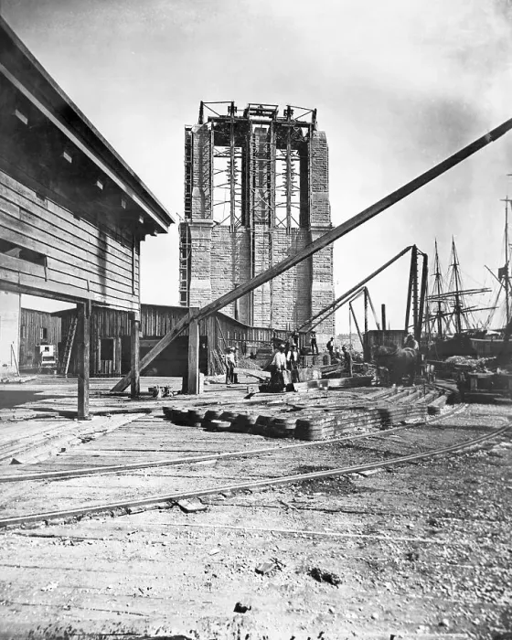 Framed Print : Brooklyn Bridge Under Construction Framed Print : Brooklyn Bridge Under Construction