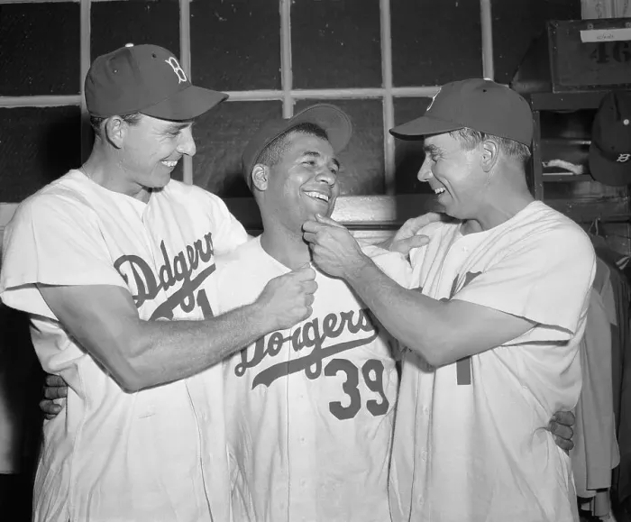 Framed Print : Brooklyn Dodgers in Locker Room After Winning Game Framed Print : Brooklyn Dodgers in Locker Room After Winning Game