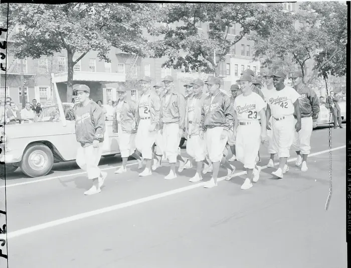 Framed Print : Brooklyn Dodgers Players Marching in a Parade Framed Print : Brooklyn Dodgers Players Marching in a Parade