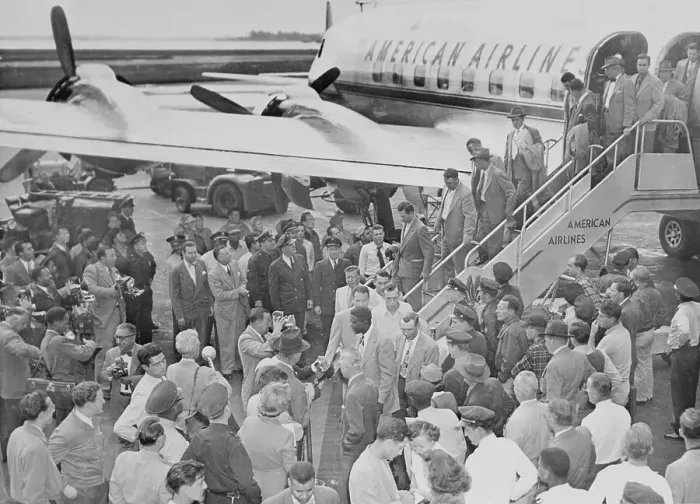 Framed Print : The Brooklyn Dodgers Stepping Out of Plane Framed Print : The Brooklyn Dodgers Stepping Out of Plane