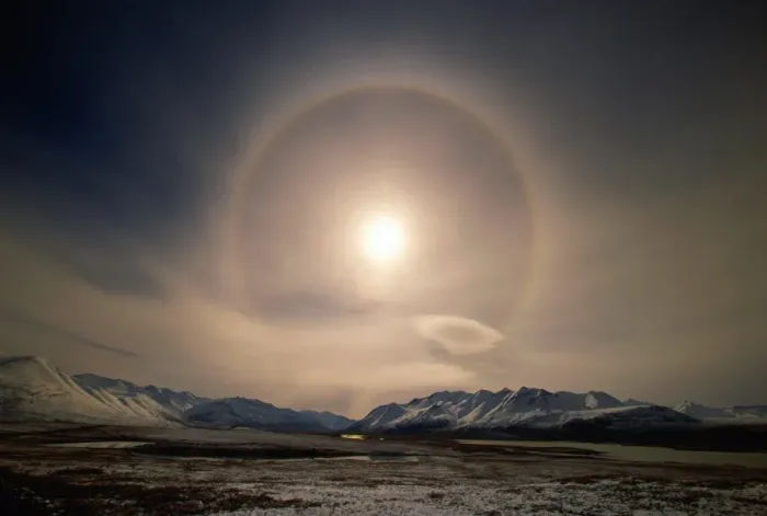 Framed Print : Brooks Range, circle of ice surrounding sun after autumn snowstorm near Galbraith Lake Framed Print : Brooks Range, circle of ice surrounding sun after autumn snowstorm near Galbraith Lake