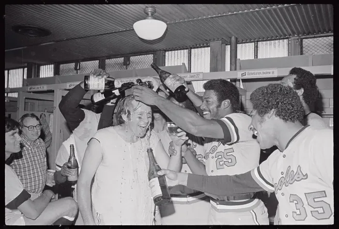 Framed Print : Brooks Robinson Being Bathed in Champagne Framed Print : Brooks Robinson Being Bathed in Champagne