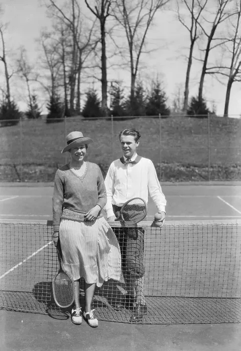 Framed Print : Brother and Sister on Tennis Court Framed Print : Brother and Sister on Tennis Court