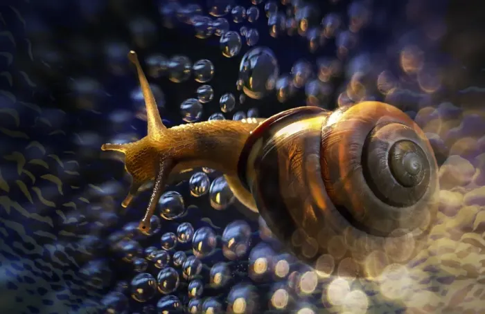 Framed Print : brown snail blowing bubbles Framed Print : brown snail blowing bubbles