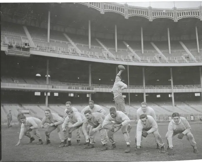 Framed Print : Browns Football Teammates in Practicing Formation