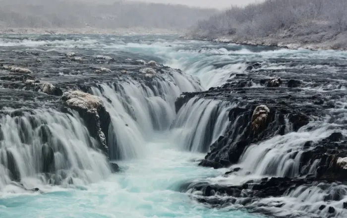 Framed Print : Bruarfoss. The waterfalls at Bruarfoss fall over a fault or rift in the river bed