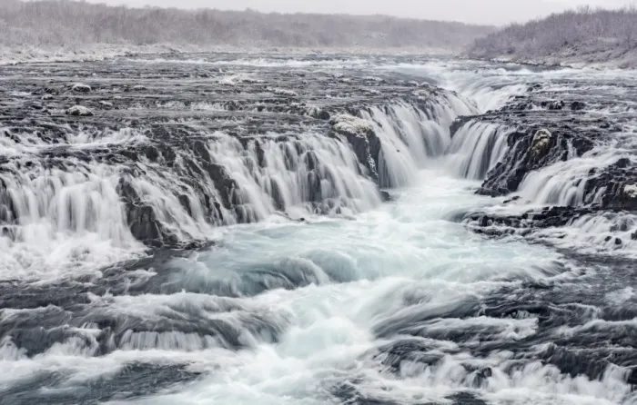 Framed Print : Bruarfoss. The river Braur cascading over a rift in the floor of the river