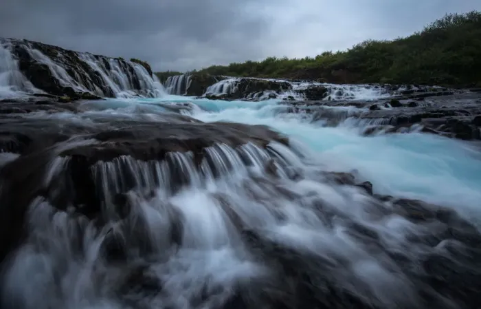 Framed Print : Bruarfoss. The blue waterfall in Iceland with cascades forground Framed Print : Bruarfoss. The blue waterfall in Iceland with cascades forground