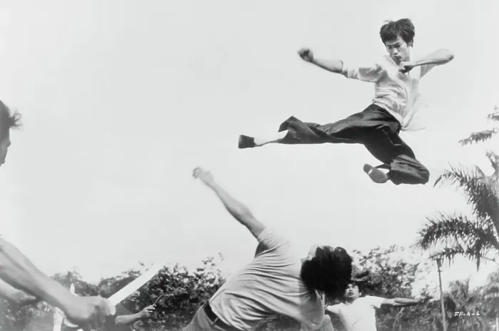 Framed Print : Bruce Lee Jumping in the Air Framed Print : Bruce Lee Jumping in the Air