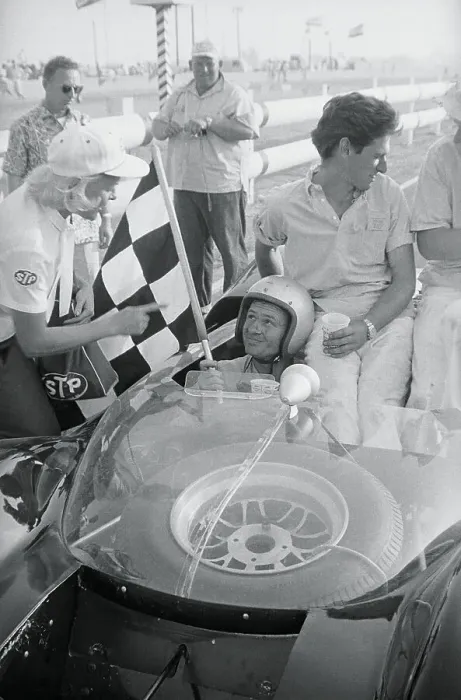 Framed Print : Bruce McLaren Receiving a Checkered Flag Framed Print : Bruce McLaren Receiving a Checkered Flag