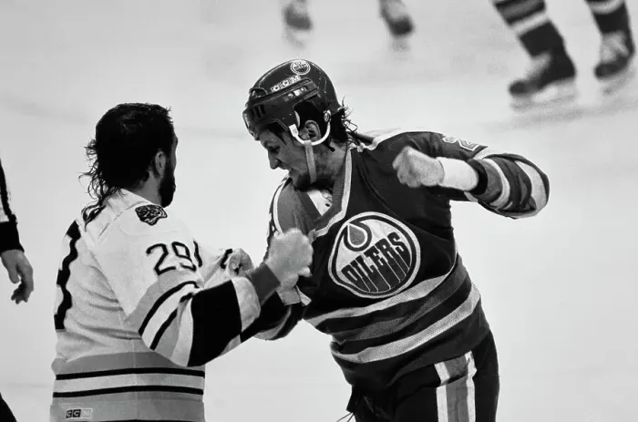 Framed Print : Bruins Vs Oilers Ice Hockey Fight Framed Print : Bruins Vs Oilers Ice Hockey Fight