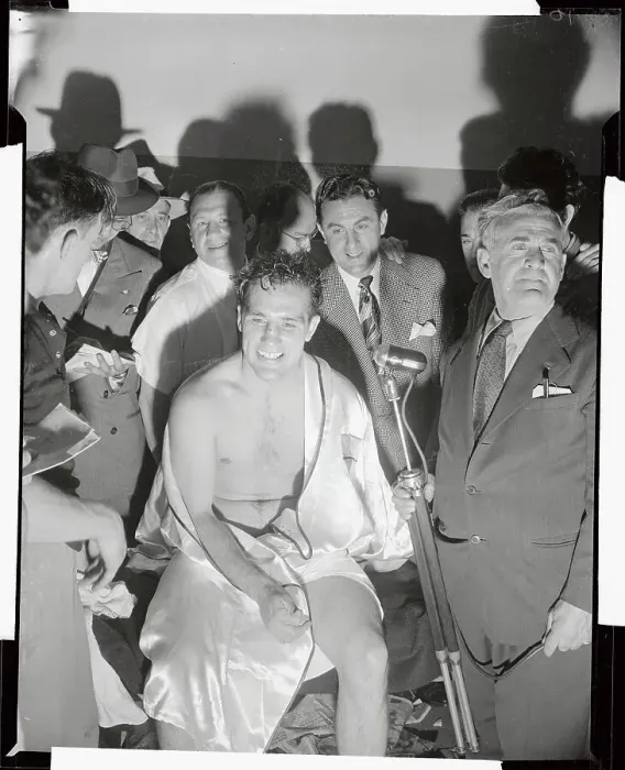 Framed Print : Bruised Billy Conn Smiling After Fight Framed Print : Bruised Billy Conn Smiling After Fight