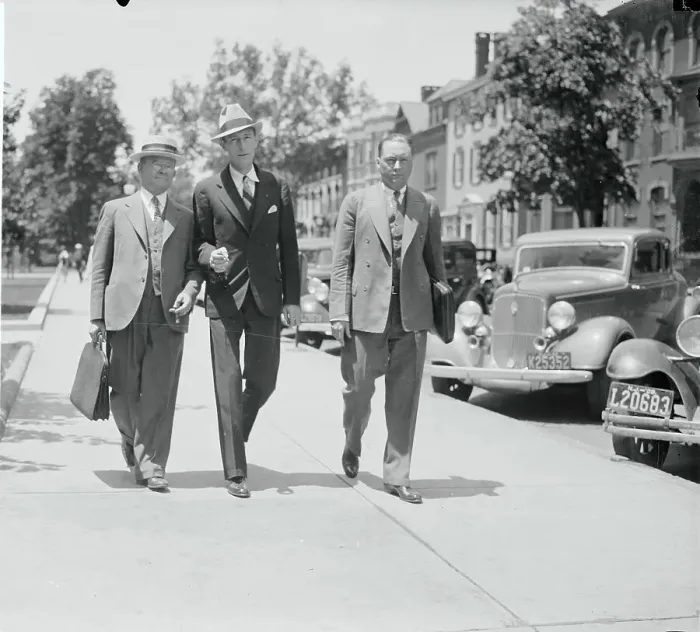 Framed Print : Bruno R. Hauptmann Attorneys En Route to Trial Framed Print : Bruno R. Hauptmann Attorneys En Route to Trial