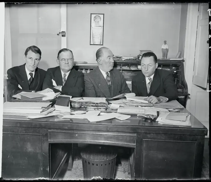 Framed Print : Bruno R. Hauptmann Counsel in Meeting Framed Print : Bruno R. Hauptmann Counsel in Meeting