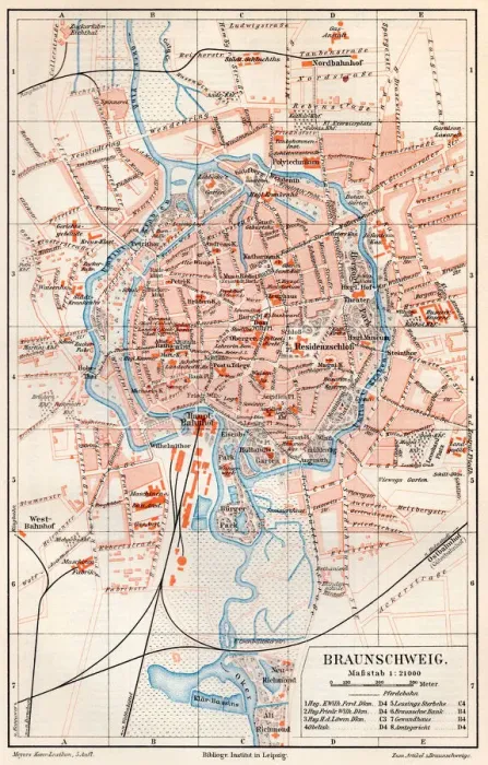 Framed Print : Brunswick city map 1895 Framed Print : Brunswick city map 1895