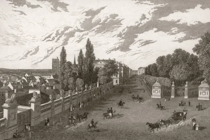 Framed Print : Brussels from the Hotel de Bellevue, with the entrance to the Parc de Bruxelles