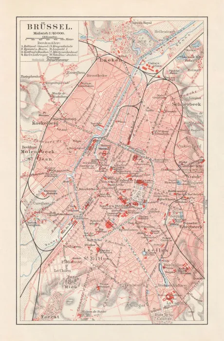 Framed Print : Brussels - capital of Belgium, lithograph, published in 1897 Framed Print : Brussels - capital of Belgium, lithograph, published in 1897