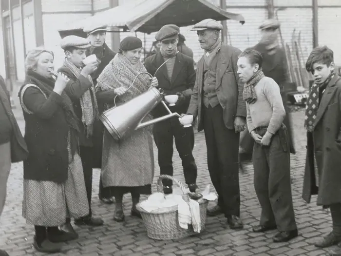 Framed Print : Brussels Citizens Stopping at Street Vendor for Coffee Framed Print : Brussels Citizens Stopping at Street Vendor for Coffee