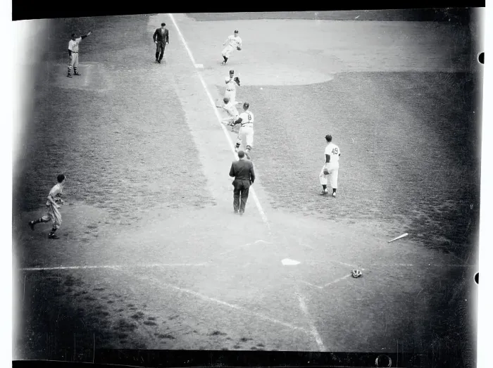 Framed Print : Bill Bruton Caught Between Third Base and Home Plate Framed Print : Bill Bruton Caught Between Third Base and Home Plate