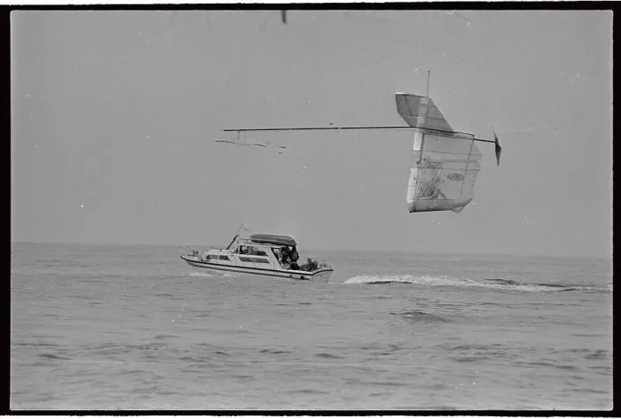Framed Print : Bryan Allen Flying in Man Powered Aircraft Framed Print : Bryan Allen Flying in Man Powered Aircraft
