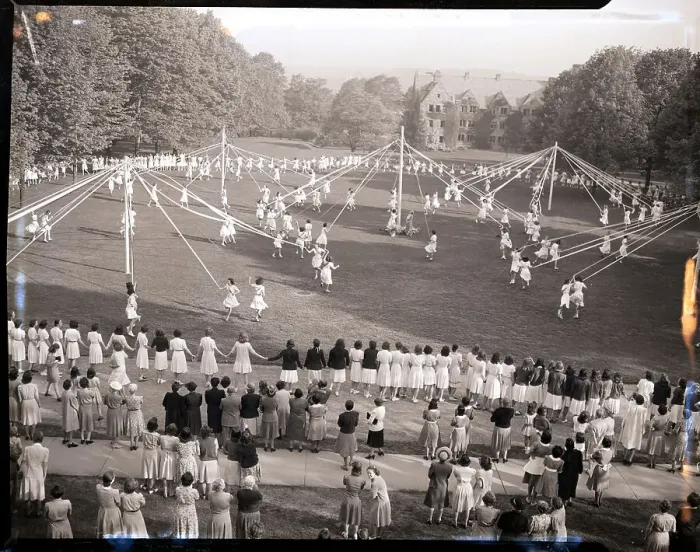 Framed Print : Bryn Mawr Students Dance Around Maypole Framed Print : Bryn Mawr Students Dance Around Maypole