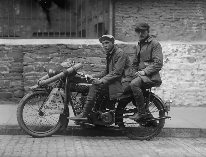 Framed Print : Bud Baker and Richard O'Brien Riding Indian Motorcycle Framed Print : Bud Baker and Richard O'Brien Riding Indian Motorcycle