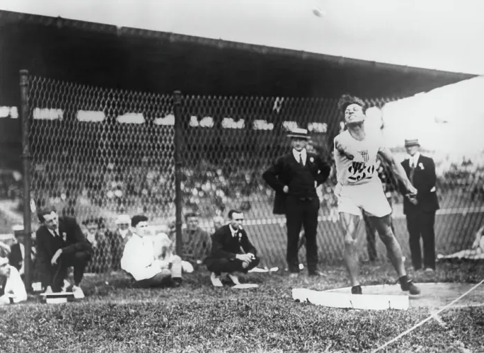 Framed Print : Bud Houser Throws The Shot Put At The Paris Olympics Framed Print : Bud Houser Throws The Shot Put At The Paris Olympics