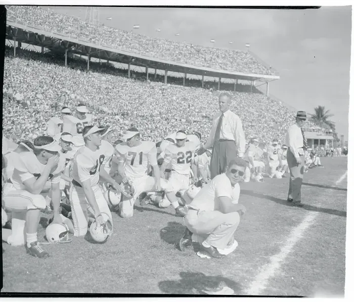Framed Print : Bud Wilkinson Speaking to Players Framed Print : Bud Wilkinson Speaking to Players