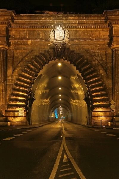 Buda castle tunnel at night