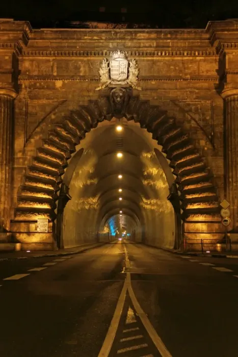 Framed Print : Buda castle tunnel at night