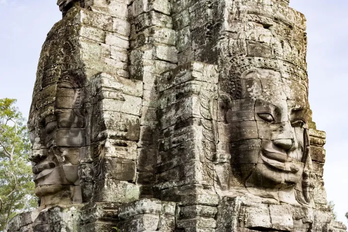 Framed Print : Buddha carved faces in Bayon Temple