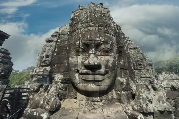Framed Print : buddha carving face of bayon temple the poppular temple Framed Print : buddha carving face of bayon temple the poppular temple
