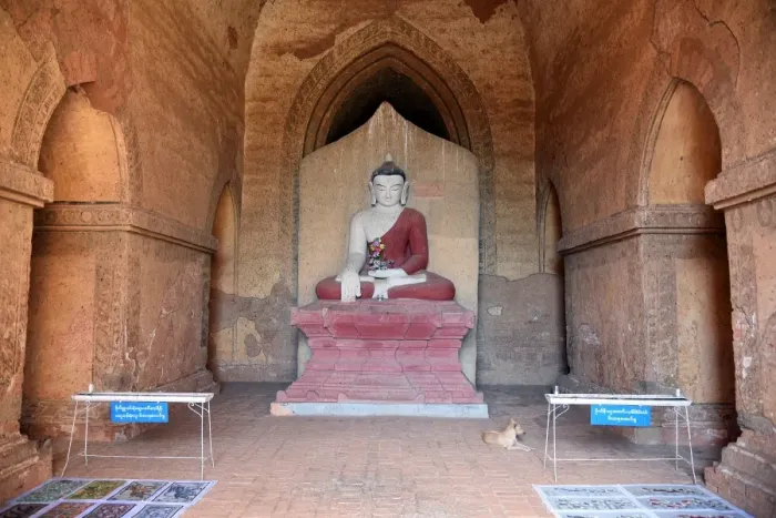 Framed Print : Buddha at Dhamma Yan Gyi entrance Temple, Bagan, unesco ruins Myanmar. Asia Framed Print : Buddha at Dhamma Yan Gyi entrance Temple, Bagan, unesco ruins Myanmar. Asia